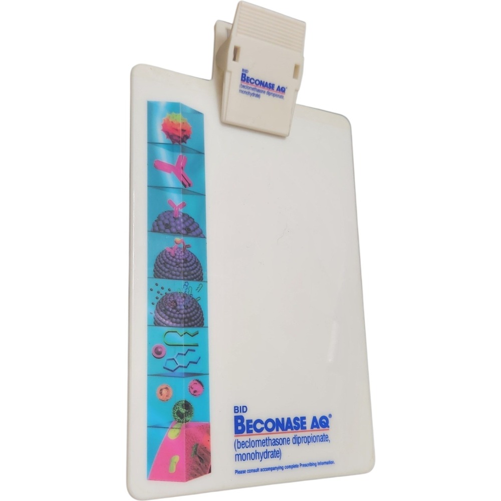 Vintage Beconase AQ Pharma Promo Clipboard Medical Advertising White Plastic 9in